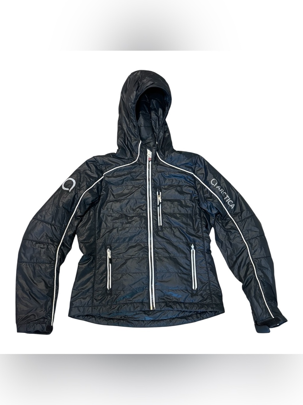 Arctica Speed FreakWomen's Navy Hooded Ski Jacket with White Trim
